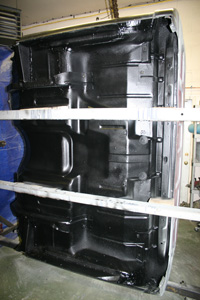 underside of cab in black