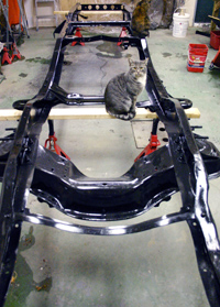 retruck frame in the shop